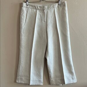 J. Jill Stylish Wide-Leg Women’s Linen Pants. Size 12. Metallic Oatmeal Color.